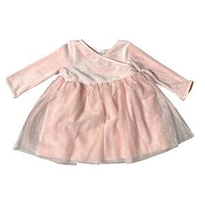 Hanna Andersson Pink Tulle + Velour Long Sleeve Dress